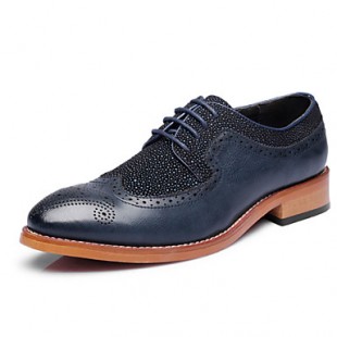 Men's Shoes Office & Career/Party & Evening/Casual Leather Oxfords Black/Blue  